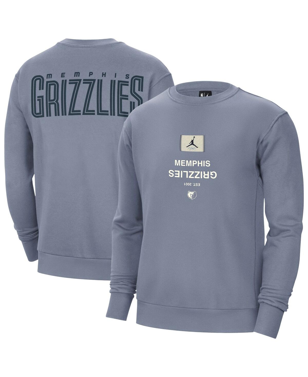 JORDAN MEN'S BLUE MEMPHIS GRIZZLIES COURTSIDE STATEMENT EDITION HEAVYWEIGHT PULLOVER SWEATSHIRT 