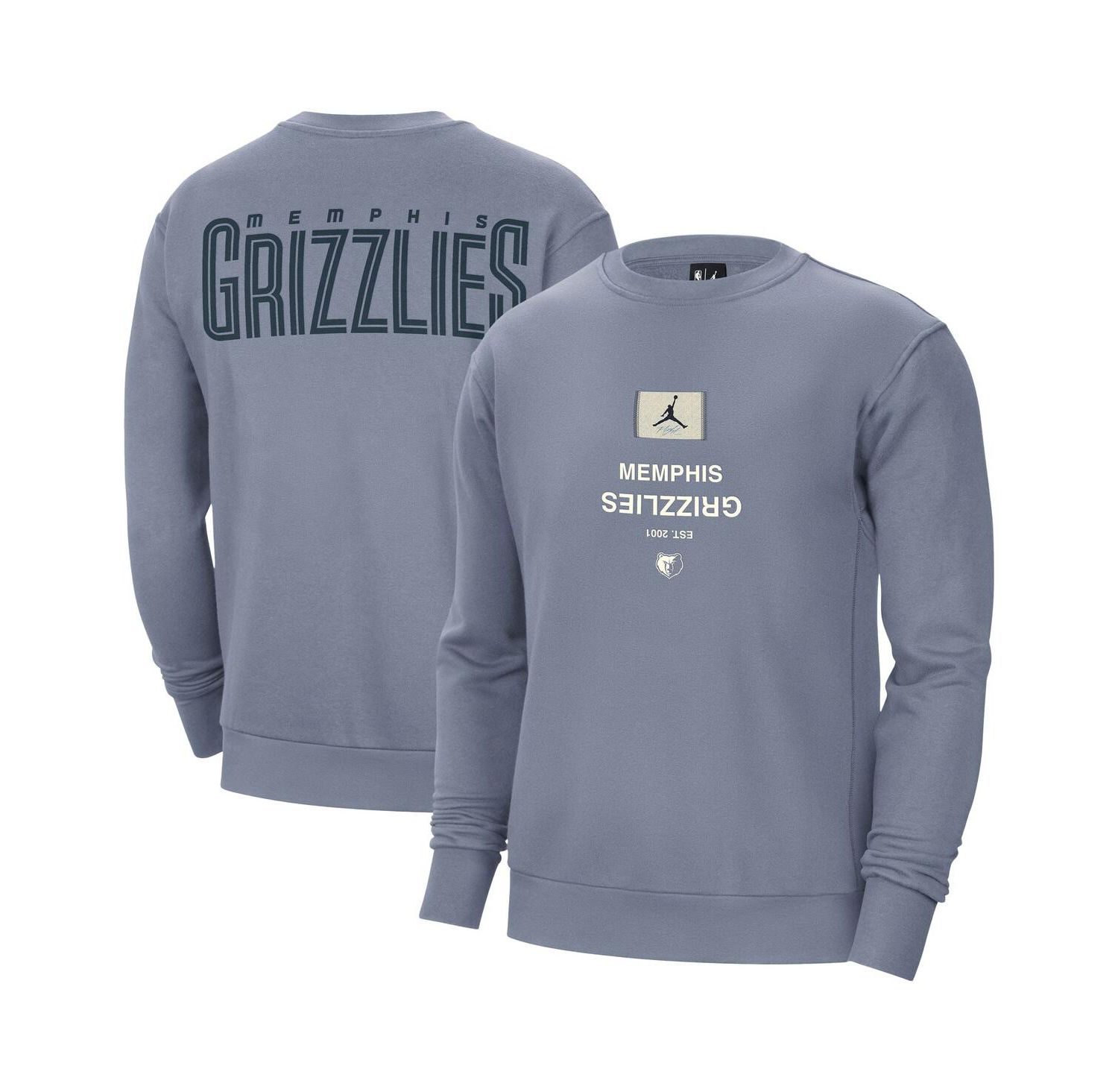 Men's Blue Memphis Grizzlies Courtside Statement Edition Heavyweight Pullover Sweatshirt