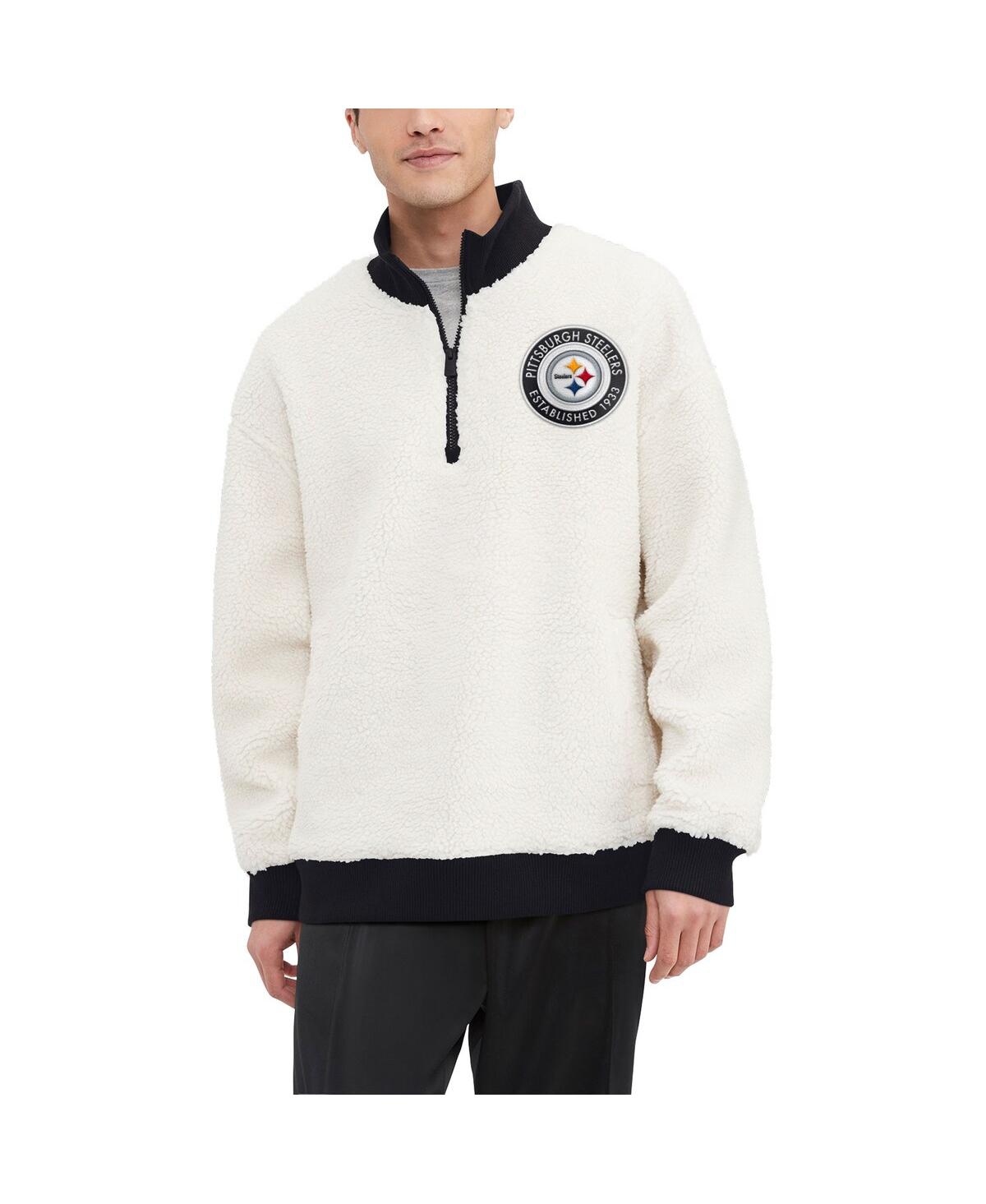 Men's Cream Pittsburgh Steelers Jordan Sherpa Quarter-Zip Sweatshirt - Cream, Black