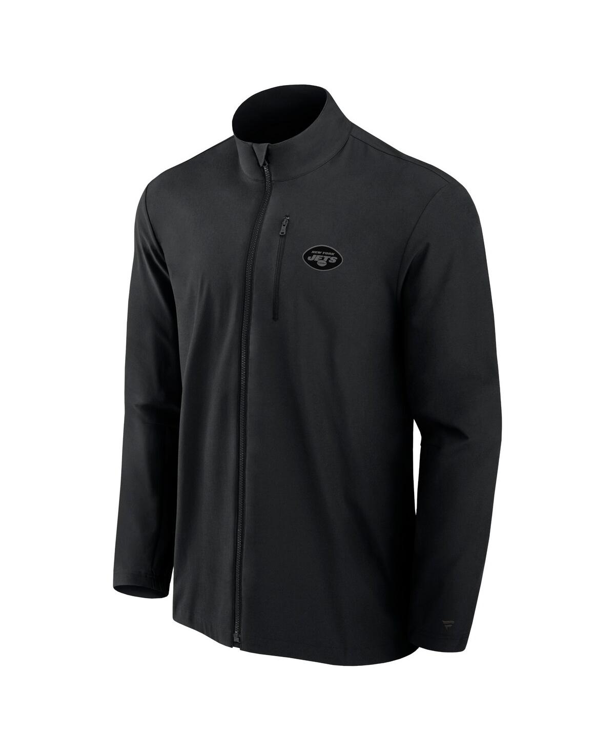 Fanatics Men's Black New York Jets Front Office Woven Full-zip Jacket In Black