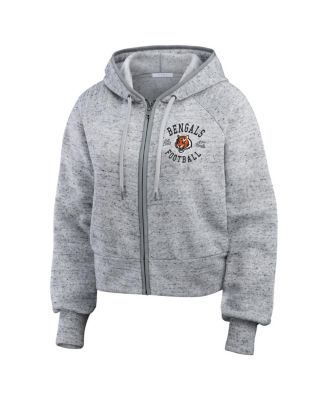Women's Heather Gray Cincinnati Bengals Speckled Fleece Cropped Full-Zip Hoodie