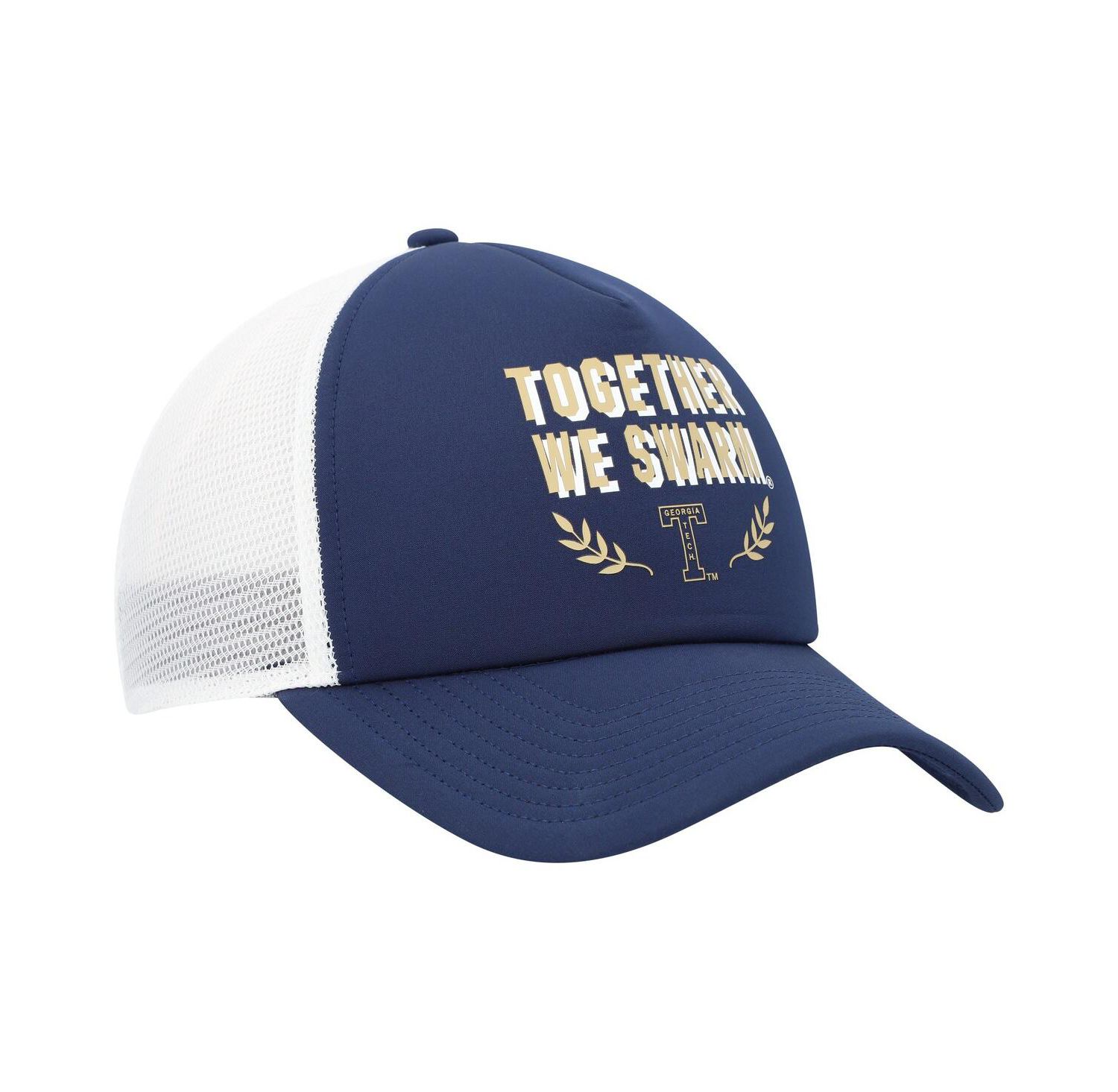 Men's Navy Georgia Tech Yellow Jackets Phrase Foam Front Trucker Adjustable Hat