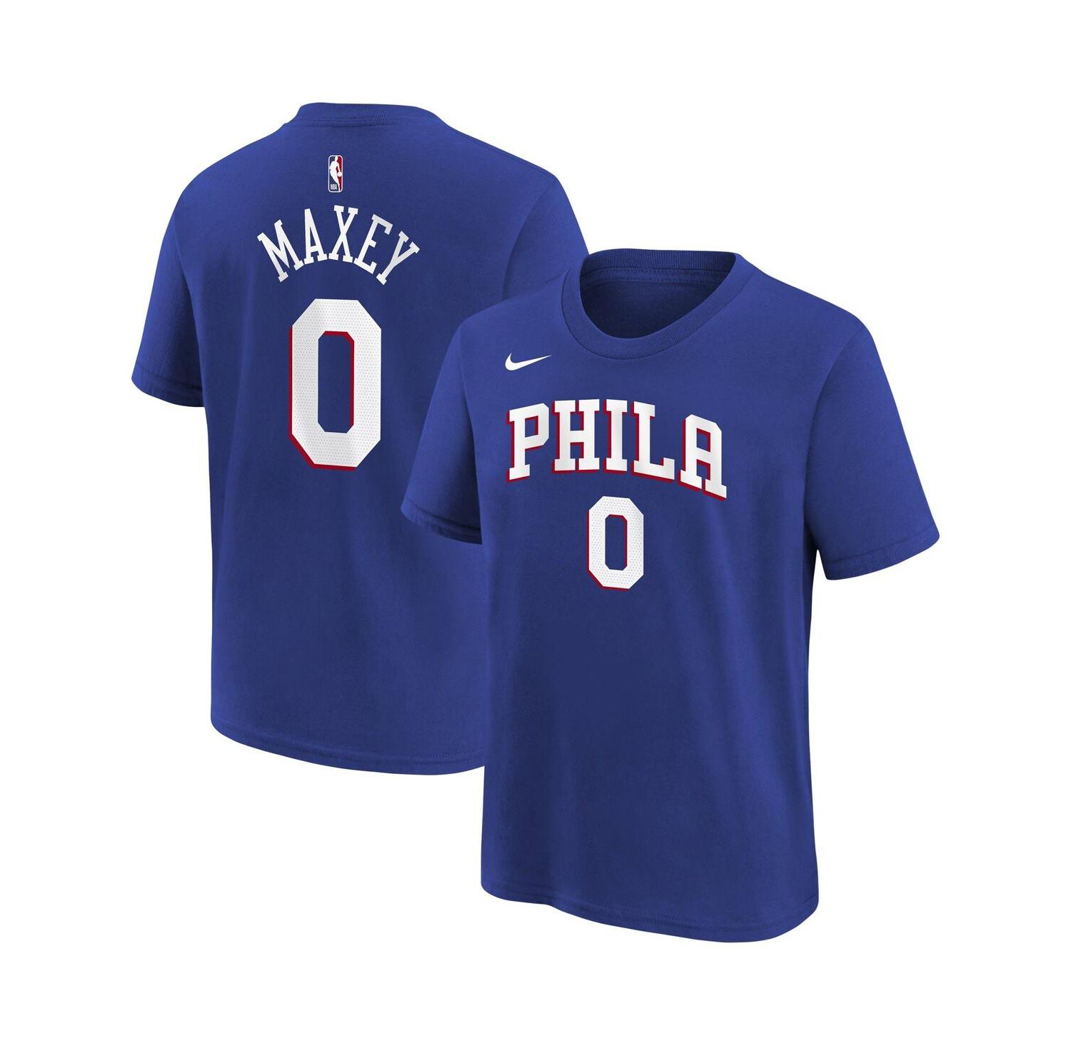 Big Boys and Girls Tyrese Maxey Royal Philadelphia 76ers Icon Name & Number T-Shirt