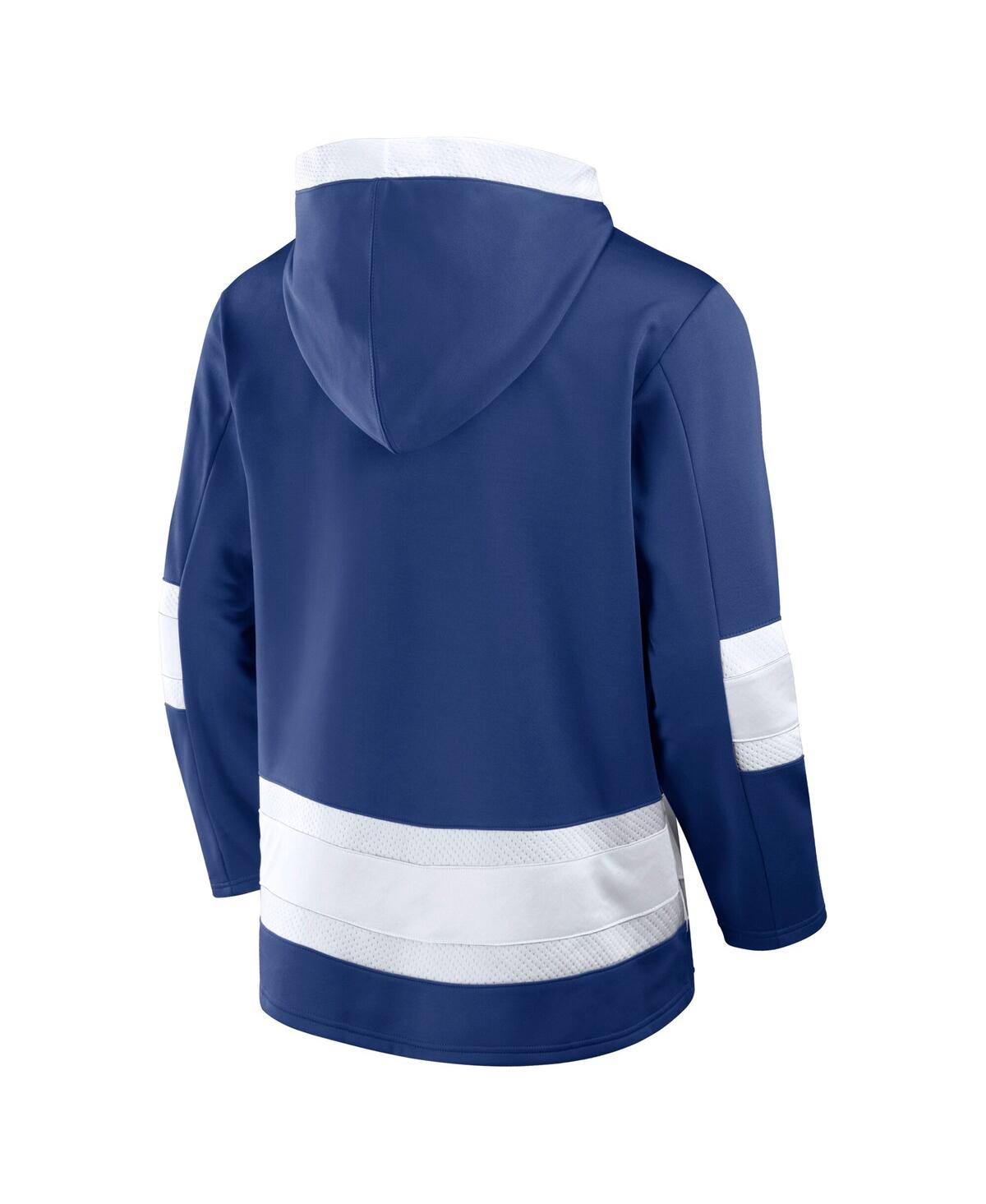Fanatics Men's Blue Tampa Bay Lightning Inside Line Fleece Pullover Hoodie In Blue,white