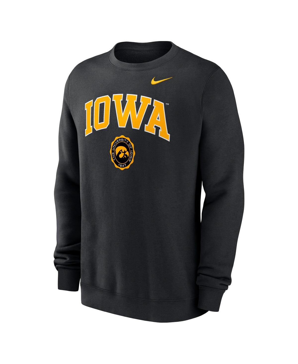 Nike Men's Black Iowa Hawkeyes Arched Seal Pullover Sweatshirt In Black