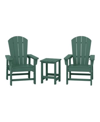 Kids 3-Piece Outdoor HDPE Adirondack Chairs With Square Side Table Set