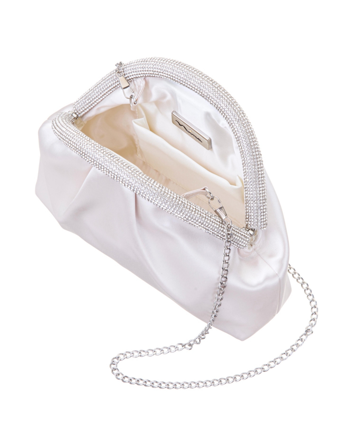 Shop Nina Small Crystal Trim Frame Clutch In Ivory
