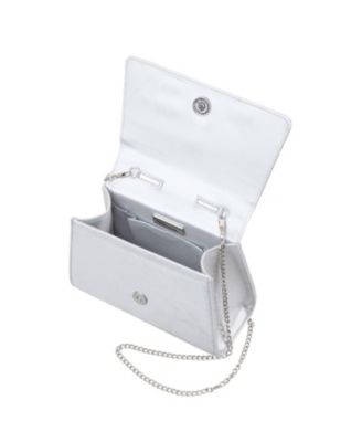 Crystal Flower Embellished Metallic Satchel Bag