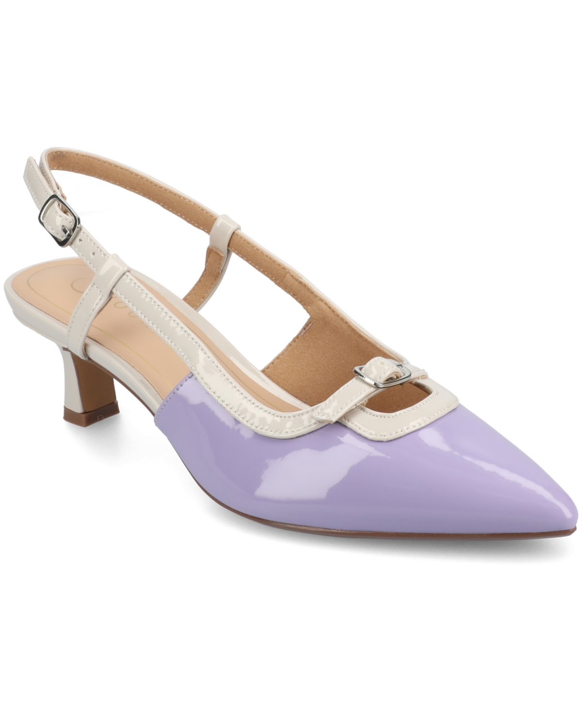 Shop Journee Collection Women's Padma Slingback Kitten Heel Pumps In Patent,lilac