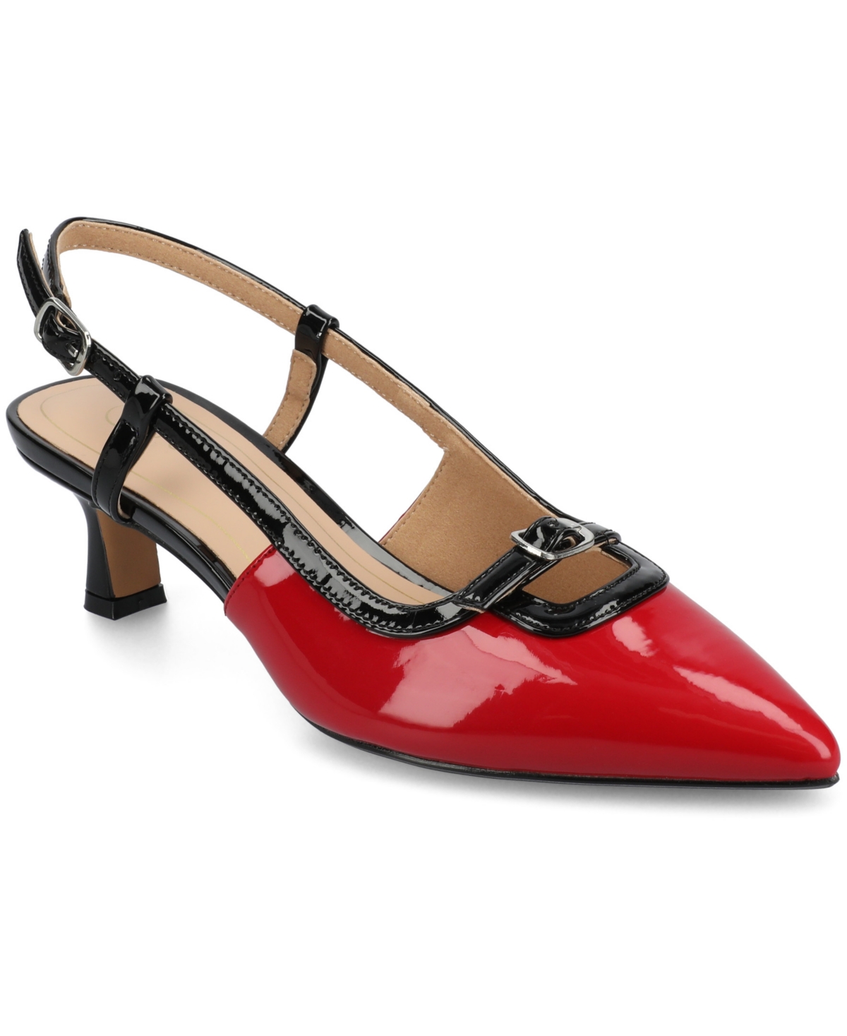 Shop Journee Collection Women's Padma Slingback Kitten Heel Pumps In Patent,red