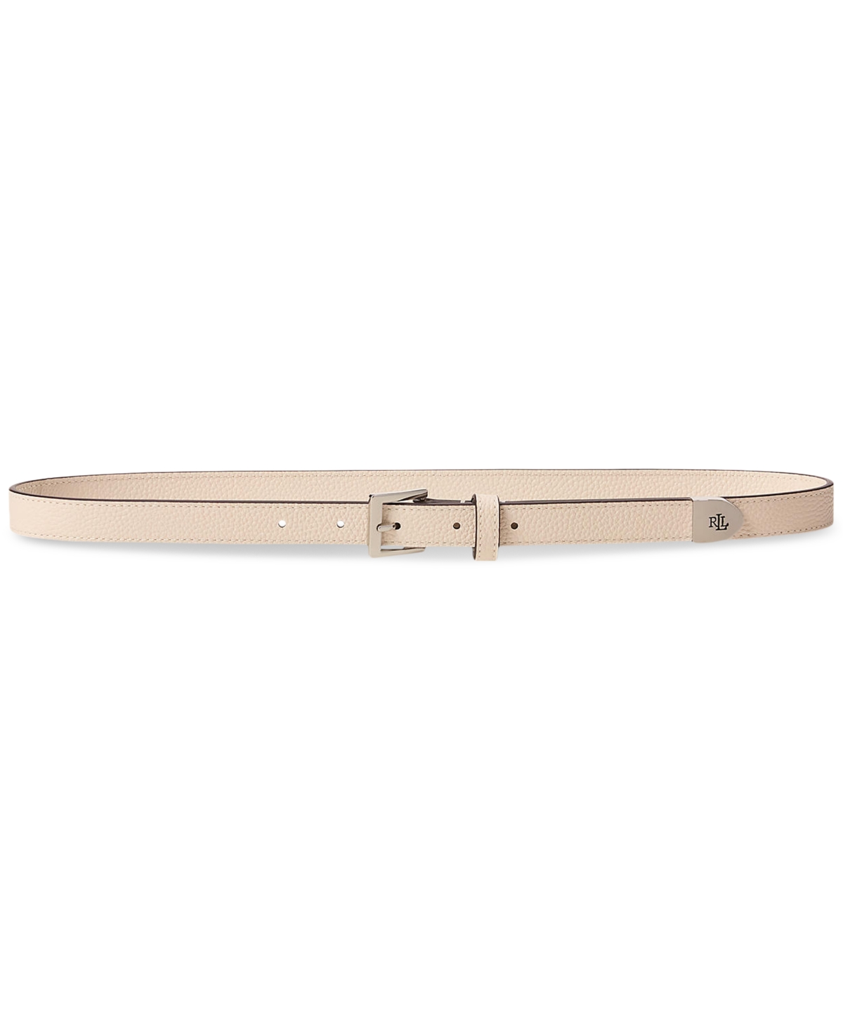 Women's Pebbled Leather Skinny Belt - Soft White