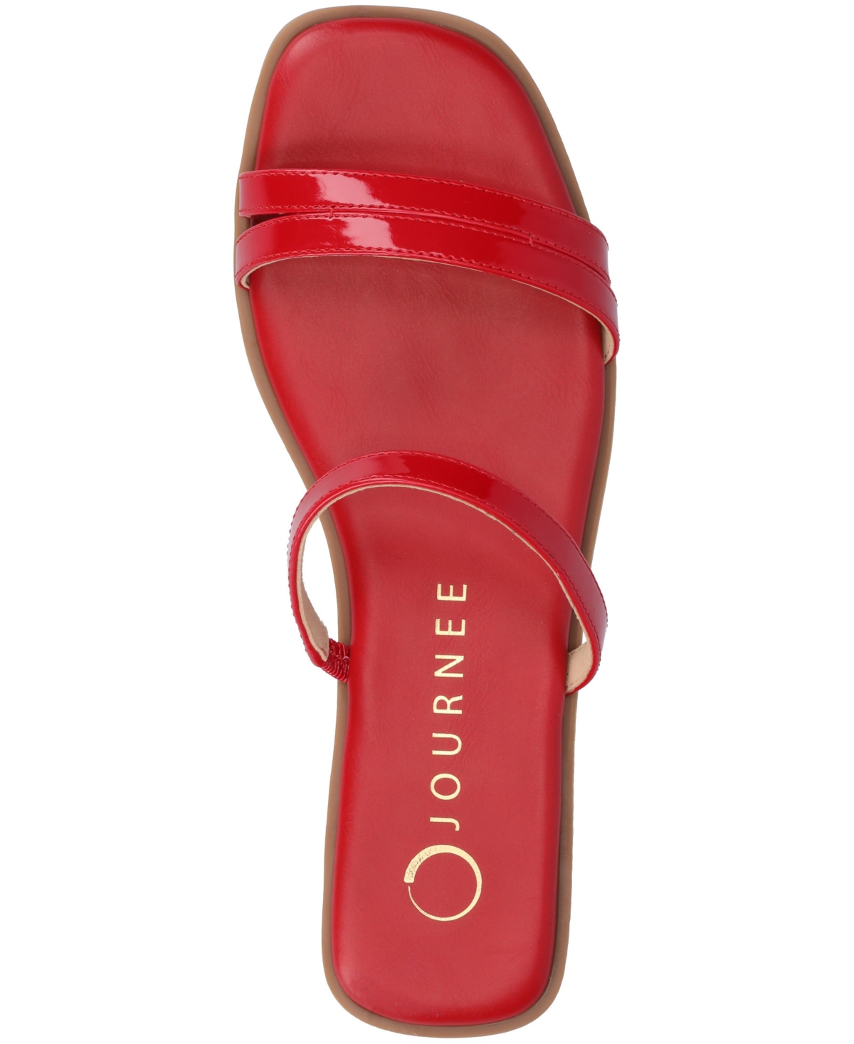 Shop Journee Collection Women's Brisa Multi Strap Slip On Flat Sandals In Patent,red