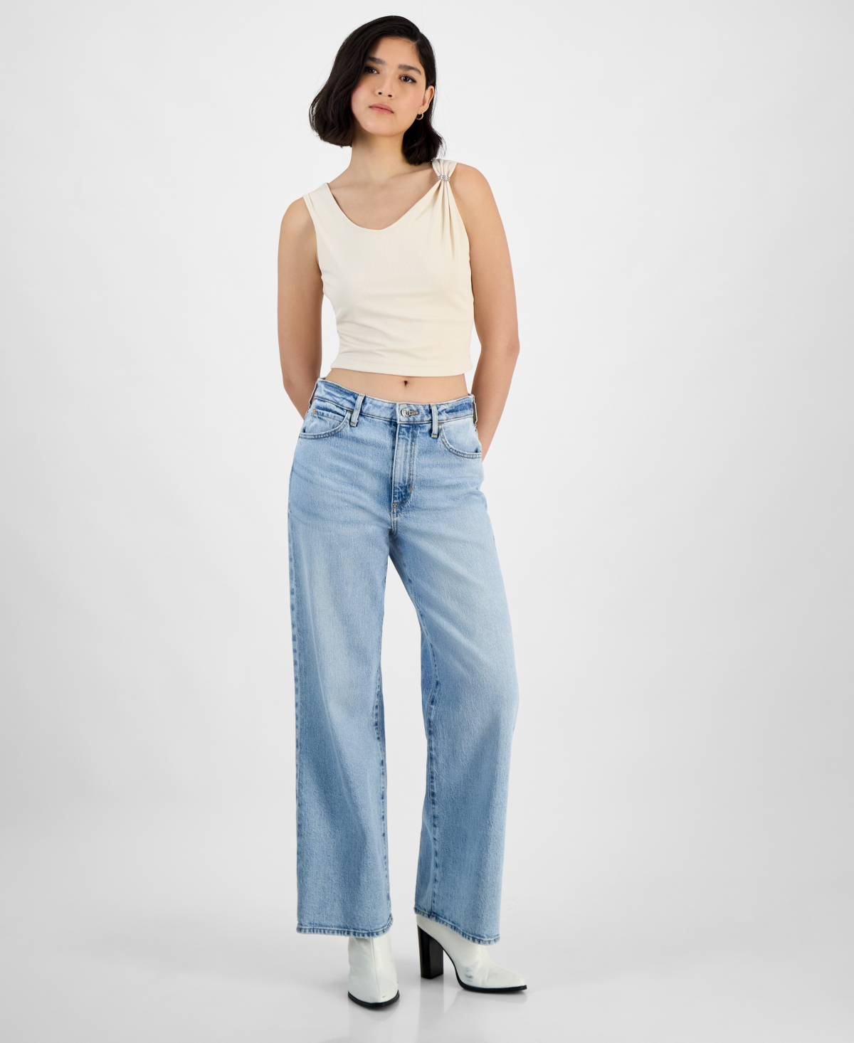 Women's Light Wash High-Rise Wide-Leg Jeans - FELICITY BLU