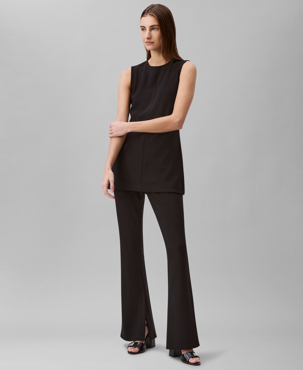 Calvin Klein Women's Sleeveless Tailored Knit Tunic In Black