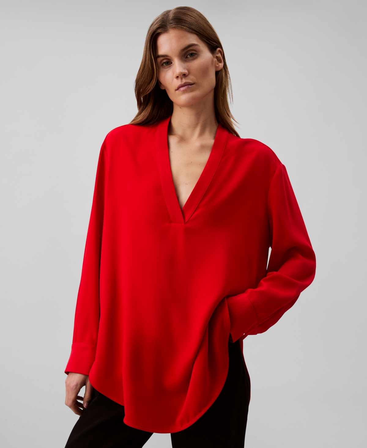 Calvin Klein Women's Relaxed V-neck Popover Tunic In Red
