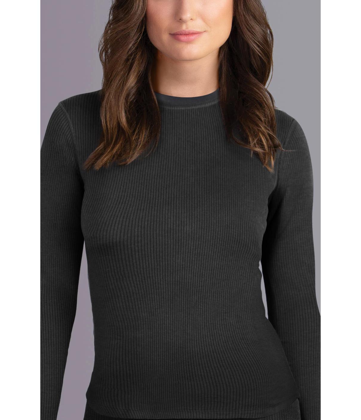 Women's Therma Rib Long Sleeve Thermal Crew - Black
