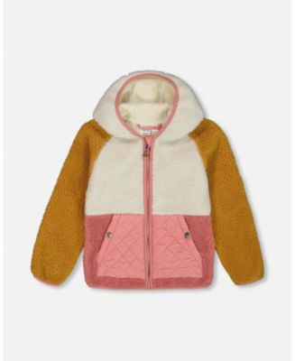 Deux Par Deux Sherpa Hooded Jacket Rustic Blue And Sand main image 0