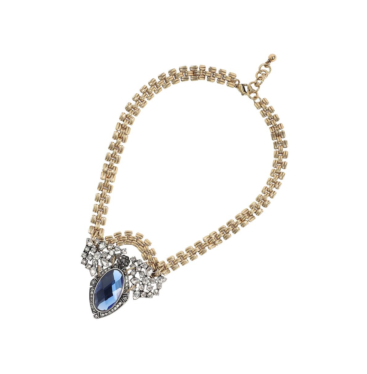 Sohi Party Stone Statement Necklace In Blue