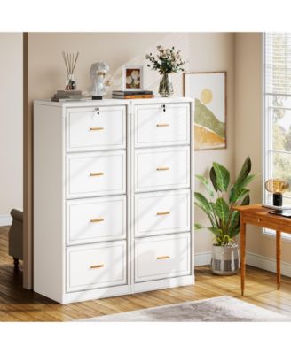 4-Drawer File Cabinet, Vertical Filing Cabinet with Lock, Wood Storage Cabinet for Home Office,Locable File Cabinet for A4/F4/Letter/Legal Size Files