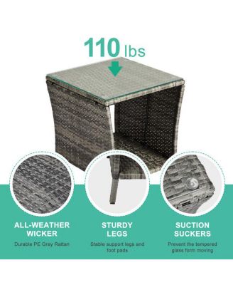 Outdoor Patio Wicker Side Table Stylish and Durable Table for Garden, Deck, or Patio Use