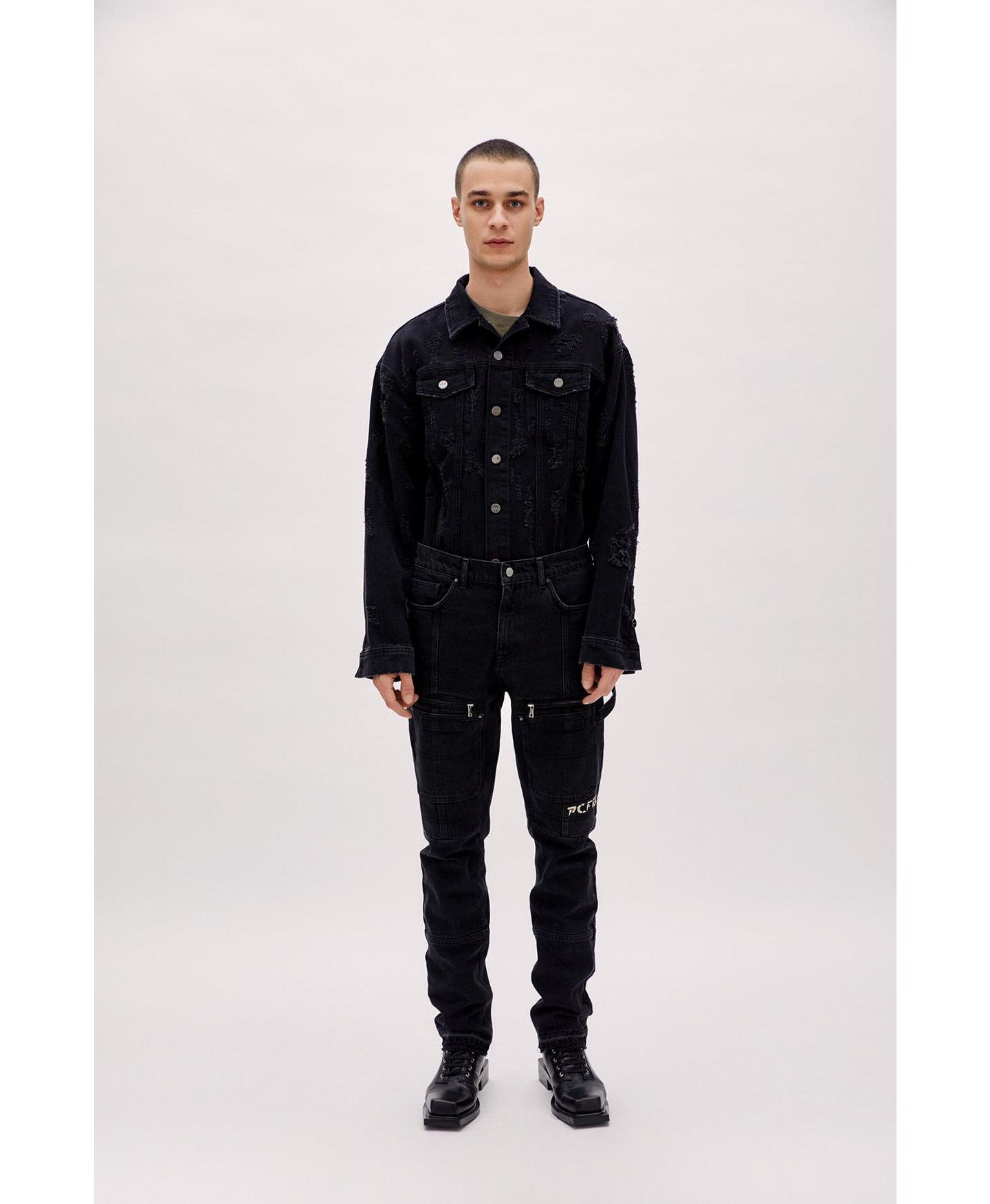 Мужские брюки PCFG Cargo Denim With Zip, цвет: Чёрный — фото 1