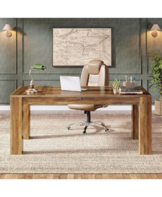 63-Inch Executive Desk, Large Office Computer Desk, Simple Workstation Writing Table Study Table for Home Office, Rustic Brown