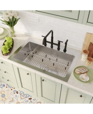 33" L x 22" W Single Bowl Stainless Steel Topmount Kitchen Sink with Accessories