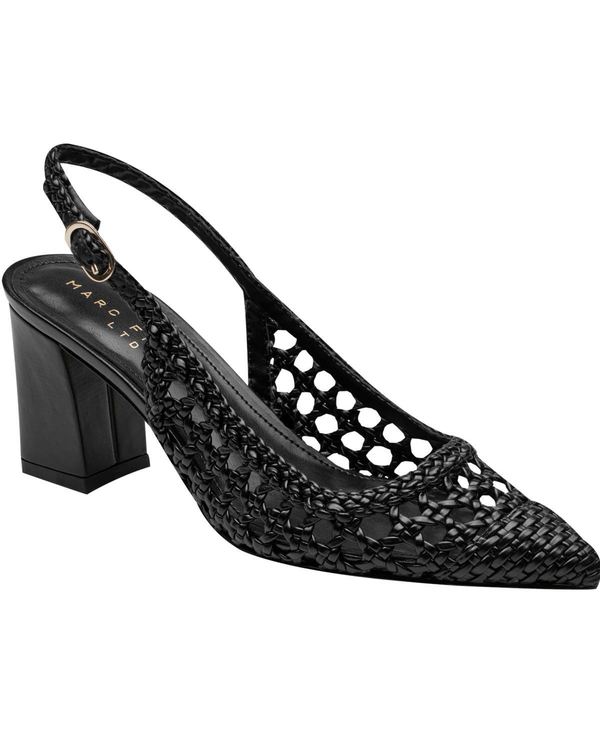 Marc Fisher Ltd Women's Zaiden Woven Block Heel Slingback Pumps - Black