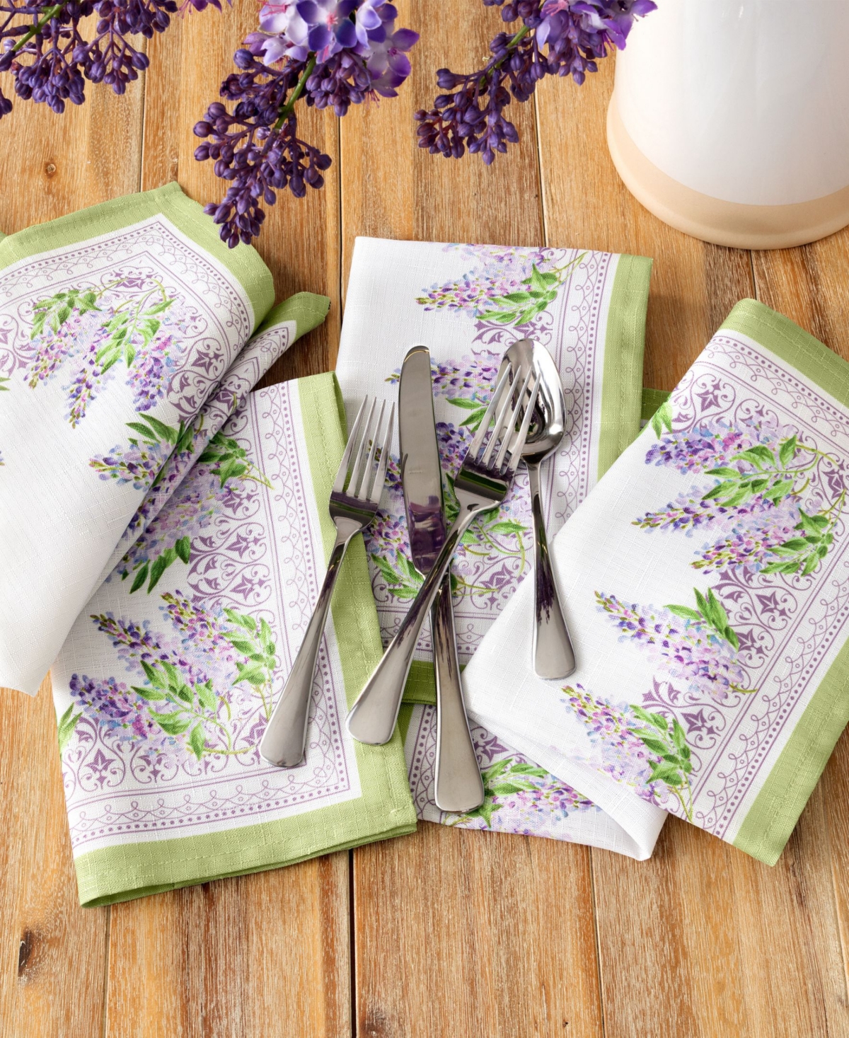 Elrene Lilac Garden Floral Dinner Napkins, 17" X 17" In Multi
