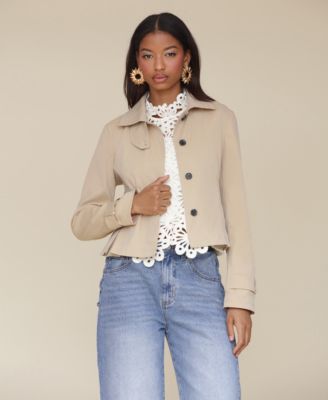 Avec Les Filles - Women's Peplum Cropped Trench Coat