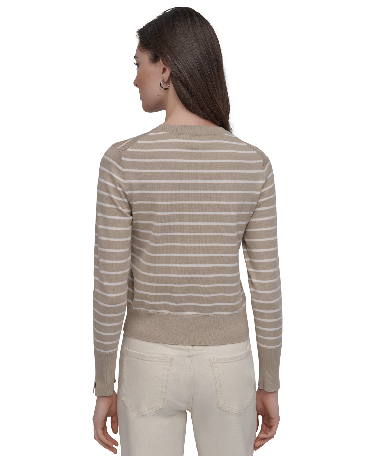 DKNY JEANS PETITE STRIPED CREWNECK SWEATER 