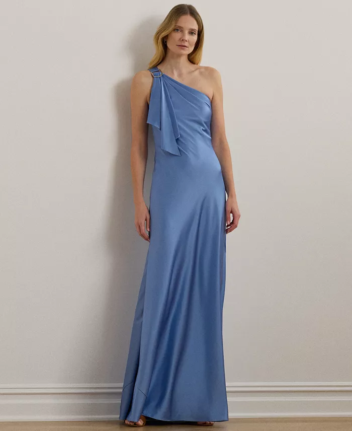 Lauren Ralph Lauren Women's Satin Charmeuse One-Shoulder Gown