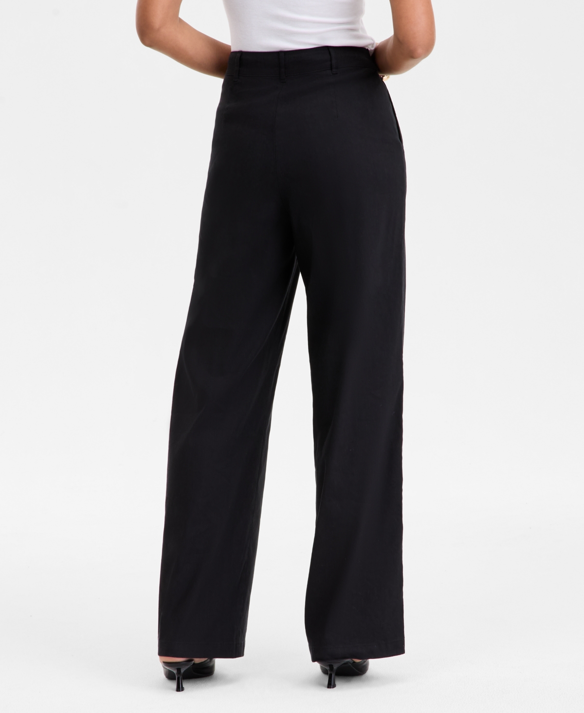 Inc International Concepts Women's High Rise Wide-leg Pants, Exclusively At Macy's In Deep Black