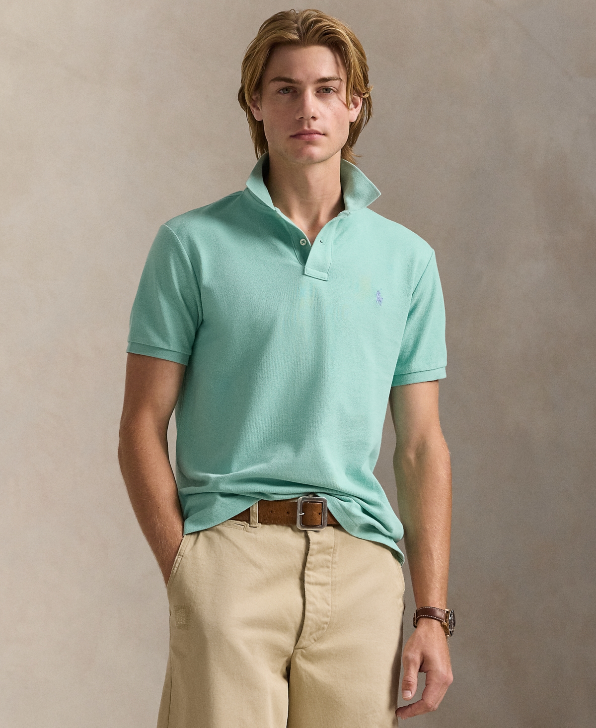 Polo Ralph Lauren Custom Slim Fit Printed Mesh Polo Shirt