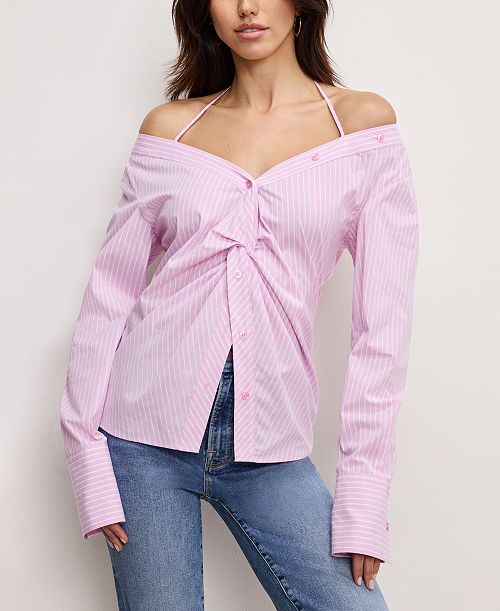 alfani Good American Women's Off-The-Shoulder Long-Sleeve Top Women's Fashion Shoes & Accessories