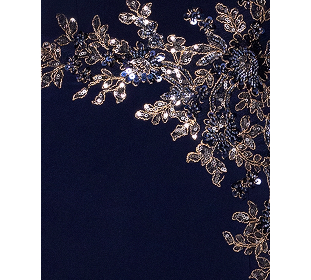 Xscape Women's Applique One-shoulder Gown In Navy