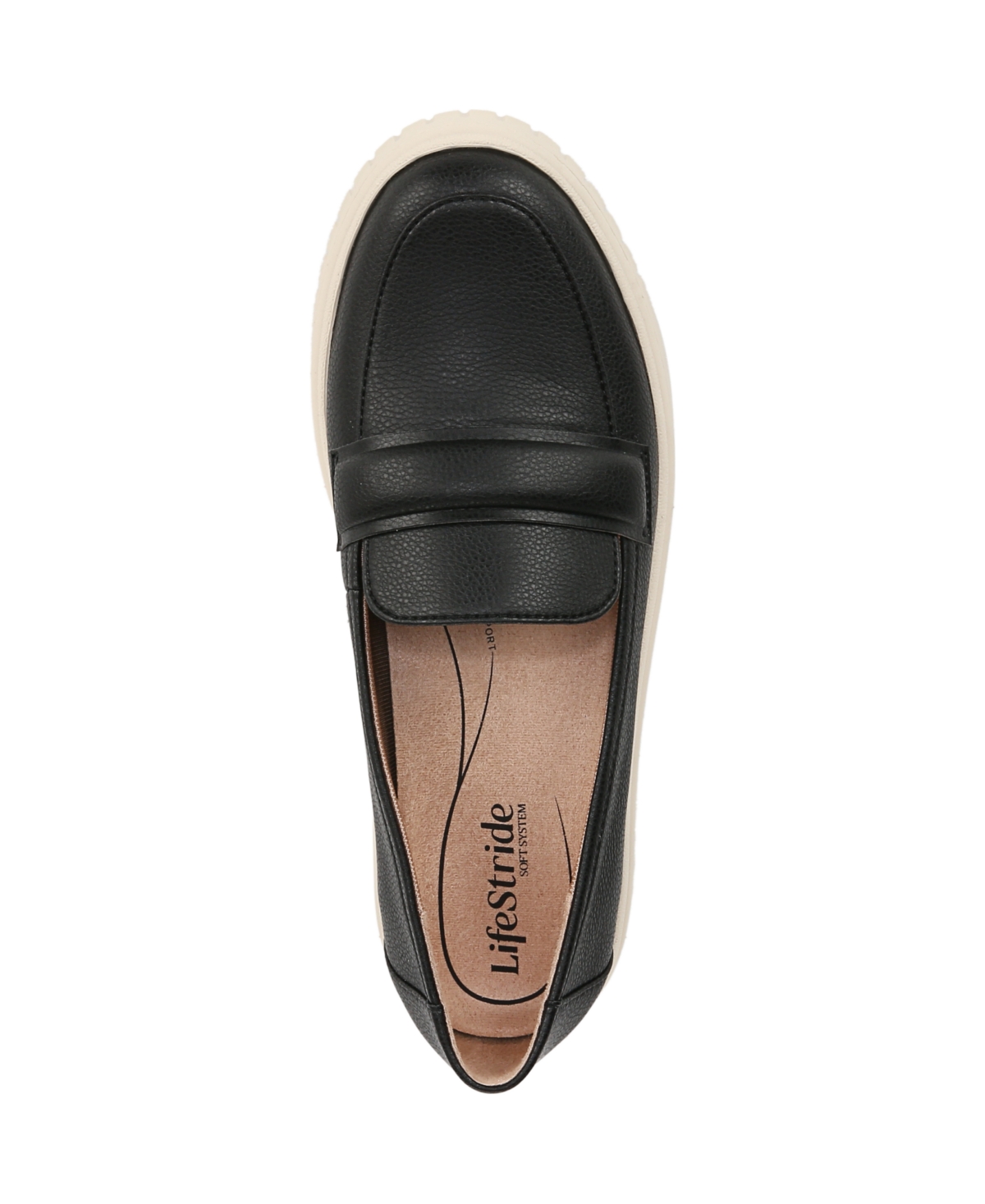Shop Lifestride Women's Geneva Closed Round Toe Platform Penny Loafers In Black Faux Leather