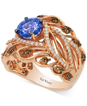 image of Le Vian Chocolatier Tanzanite (1-1/5 ct. t.w.) and Diamond (3/4 ct. t.w.) Ring in 14k Rose Gold, Created for Macy-s
