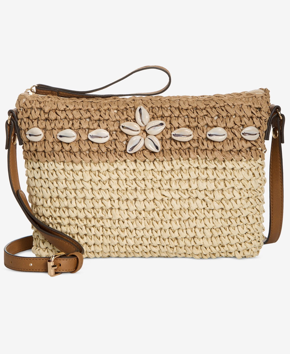 Shell Straw Small Crossbody, Exclusively at Macy's - Seashells Q1 25