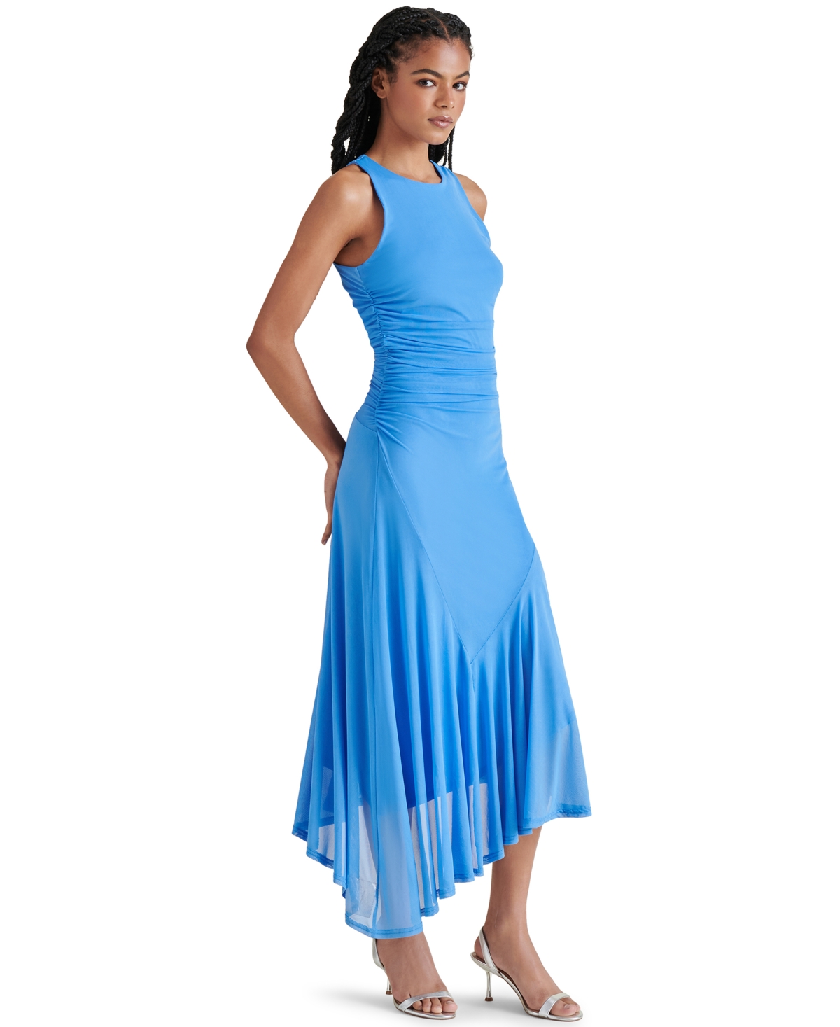 Shop Steve Madden Women's Laney Asymmetrical Hem Sleeveless Dress In Indigo Blue