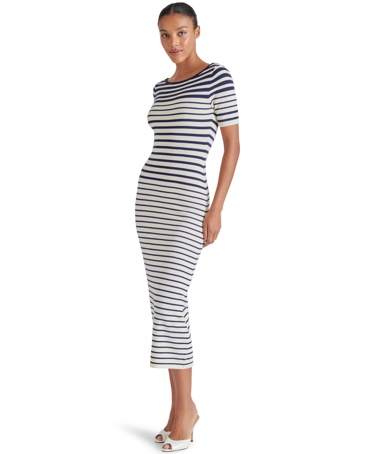 Steve Madden Selah Stripe Knit Midi Dress In Ivory Stripe