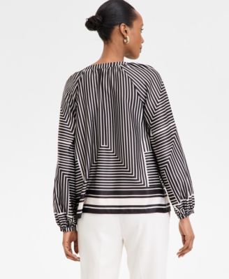 I.N.C. International Concepts Women's Geo-Print Split-Neck Blouse, Exclusively at Macy's