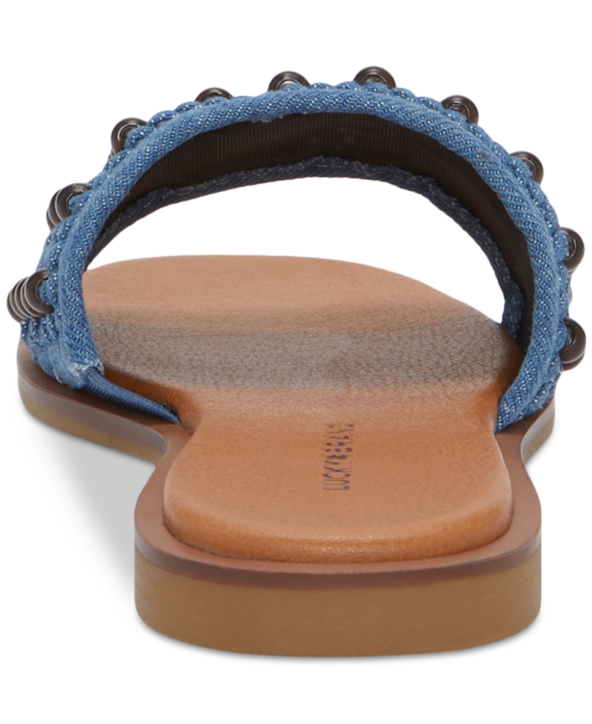 Shop Lucky Brand Women's Gidya Beaded Slide Flat Sandals In Medium Blue,brown Beads