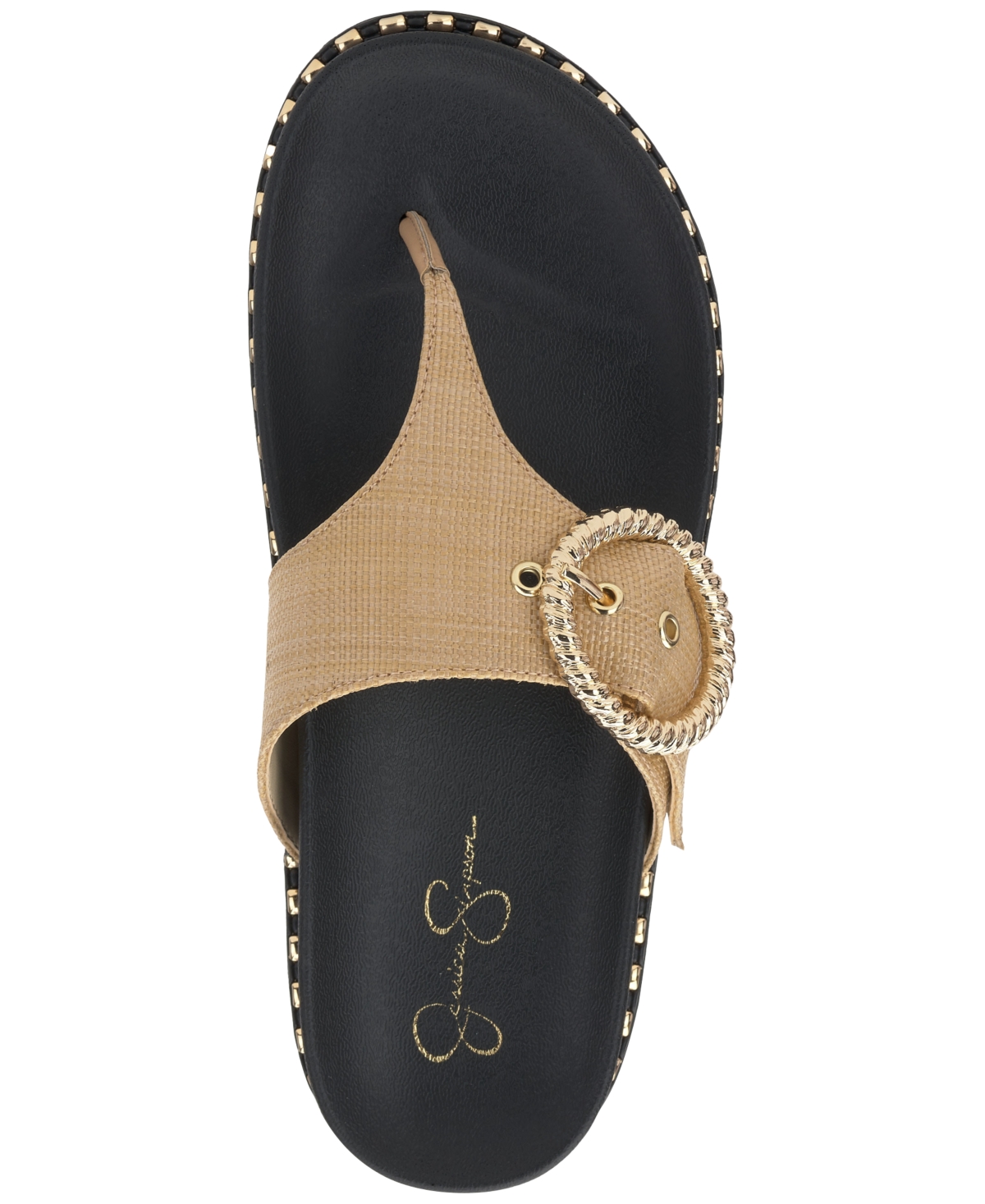 Jessica Simpson Women's Cymmeri Hooded Thong Flat Sandals In Natural Raffia Multi