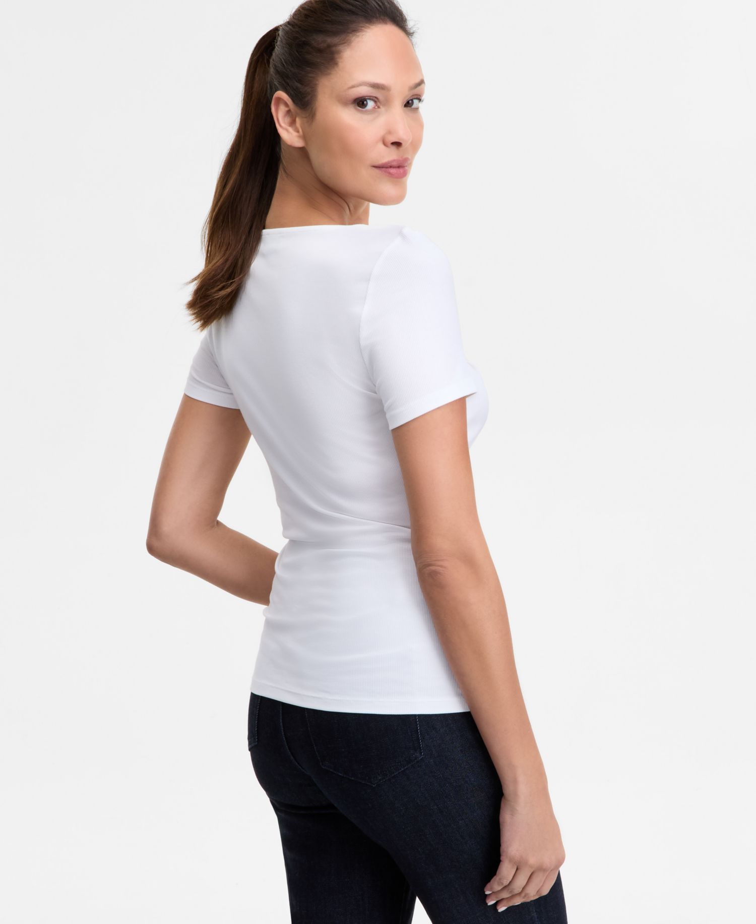 Women's Short Sleeve Asymmetric-Neck Top