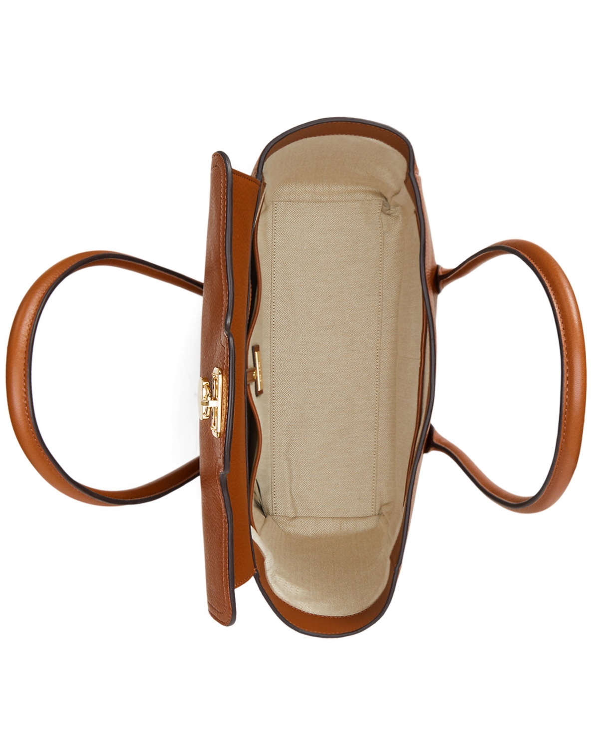 Ralph Lauren Pebbled Leather Large Tanner Satchel In Lauren Tan