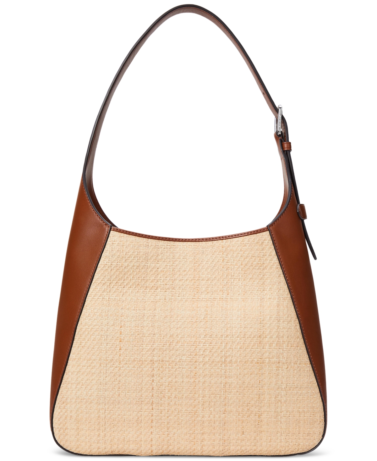 Ralph Lauren Raffia Large Tanner Shoulder Bag In Natural,lauren Tan