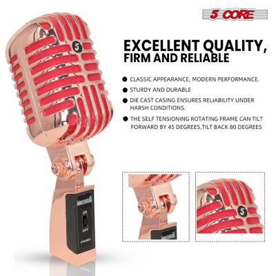 Classic Retro Dynamic Microphone • Old Vintage Style Iconic Unidirectional XLR Vocal Mic RTRO MIC COPPER