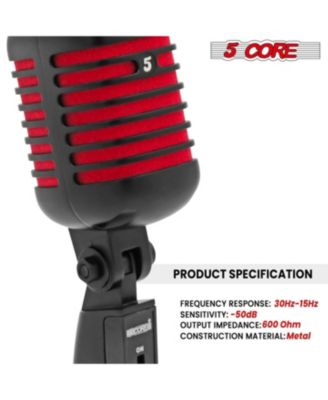Professional Vintage Microphone for Singing Dynamic Super Cardiod XLR Old Retro Wired Vocal Mic RTRO MIC CH BLK-RED