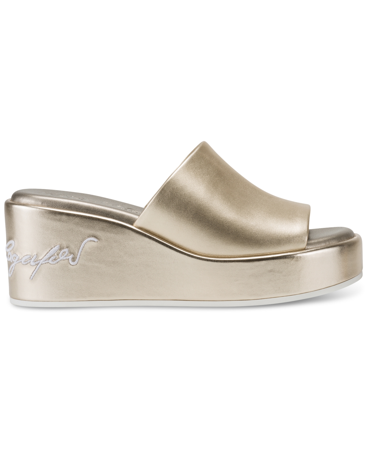 Karl Lagerfeld Paris Calvina Platform Wedge Sandal In White Gold